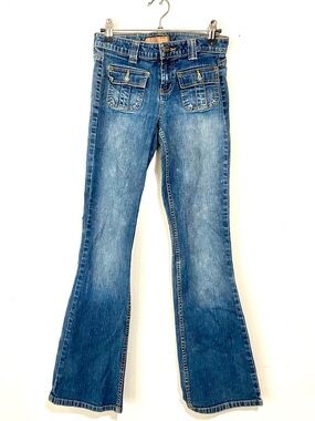 Vintage LEI Wide Leg Flare Jeans Womens Juniors Size 3 Blue Denim Y2K